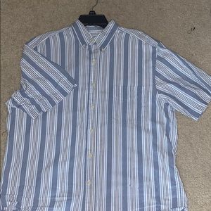 Blue vertical striped button down shirt